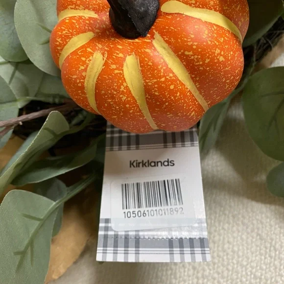 Kirklands Stores, Inc, Eucalyptus and Baby's Breath Pumpkin Wreath 24 in. - Picture 4 of 4